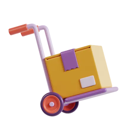 3 D Illustration Of Icon Business Delivery Hand Trolly 3D Icon
