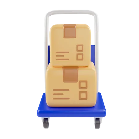 3 D Shopping Cart And Cardboard Box Fast Delivery Concept From Online Store Shipping Logistics Package Delivery Cargo Box Cartoon Creative Design Icon Isolated On White Background 3 D Rendering 3D Icon