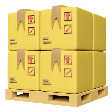 Stacked Goods Cardboard Box With Pallet Space Isolated 3D Illustration