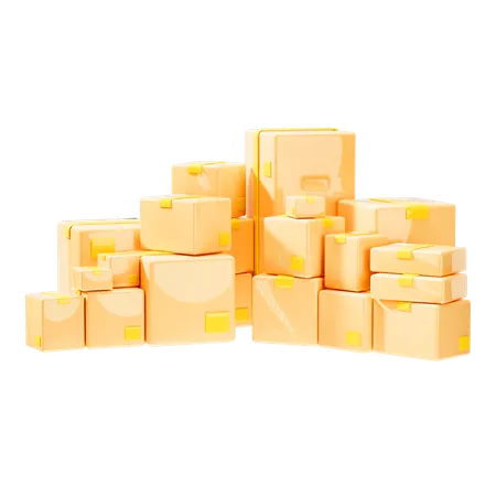3 D Various Cardboard Boxes Storage On White Background Distribution Cargo Delivery Concept 3 D Render Illustration 3D Icon