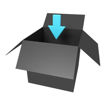 3 D Icon Of Box And Arrow Down 3D Icon