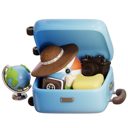 Packed Travel Luggage  3D Icon