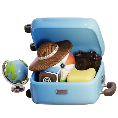 Packed Travel Luggage  3D Icon