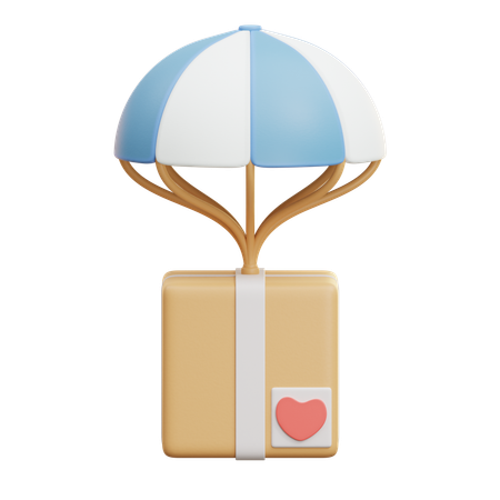 Pacote de entrega com paraquedas  3D Icon