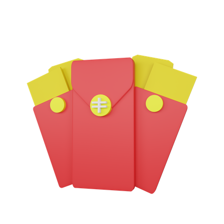 Pacotes vermelhos chineses  3D Illustration