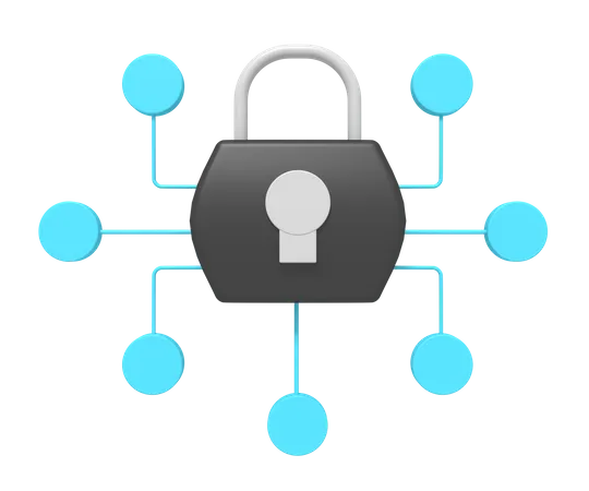 Padlock Security Network 3D Icon