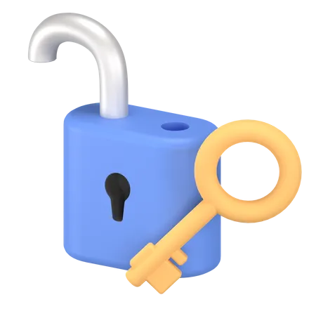 Padlock and key  3D Icon
