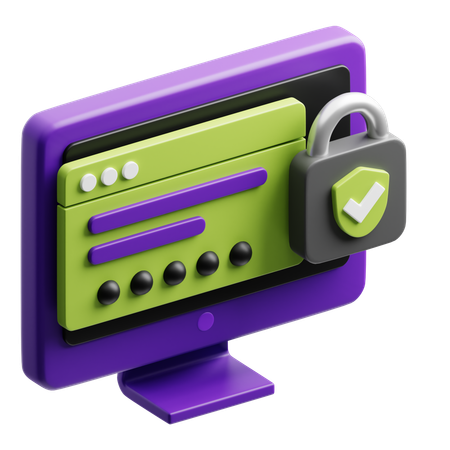 Padlock and Shield  3D Icon