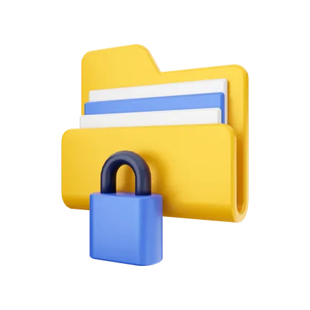 Padlock Folder  3D Illustration