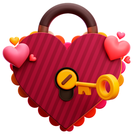 Padlock Love Key 3D Icon