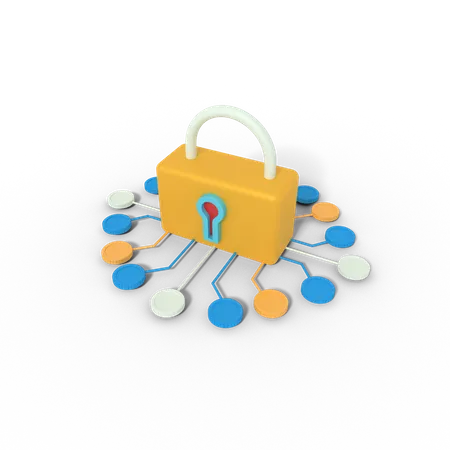 Padlock security network  3D Icon