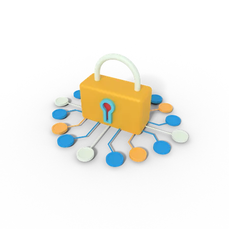 3 D Illustration Of Padlock Security Network 3D Icon