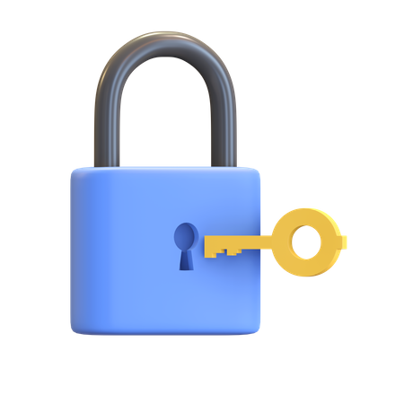 Padlock with key  3D Illustration