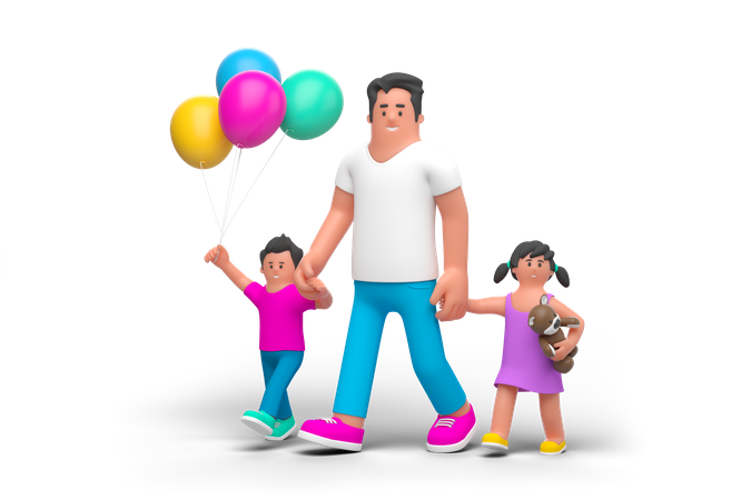 Padre caminando con niño  3D Icon