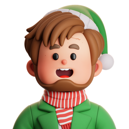 Padre con barba y camisa a rayas  3D Icon