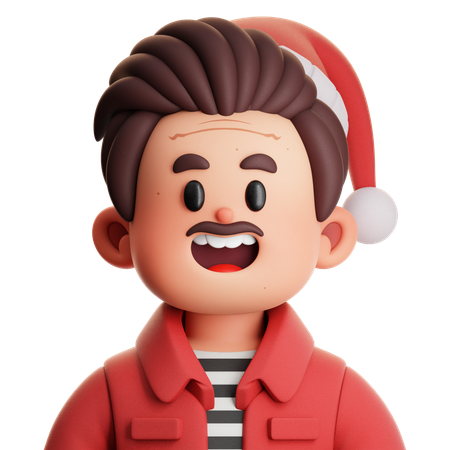 Padre con chaqueta roja y gorro de Papá Noel  3D Icon