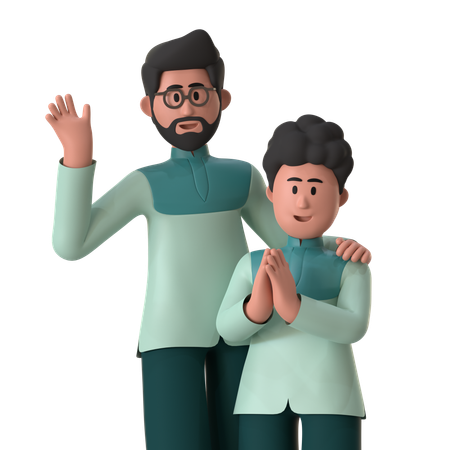 Padre e hijo  3D Illustration