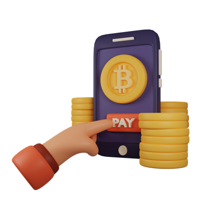 Pagamento em bitcoin  3D Illustration