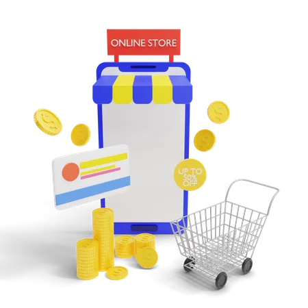 Pagamento com cartão de compras  3D Illustration