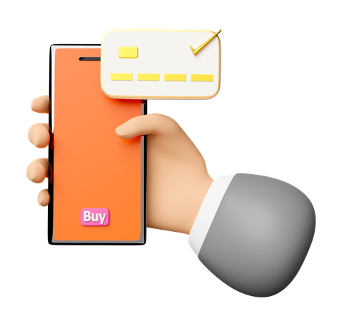 Mão fazendo pagamento com cartão on-line  3D Icon