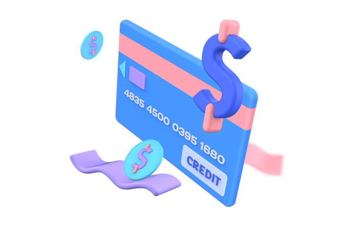 Pagamento de fatura de cartão de crédito  3D Illustration