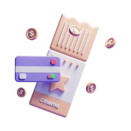 Pagamento de ingresso de cinema  3D Icon