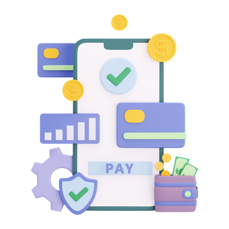 Pagamento on-line realizado com sucesso  3D Icon