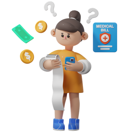 Pagamento de conta médica online  3D Illustration