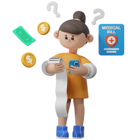 Pagamento de conta médica online  3D Illustration