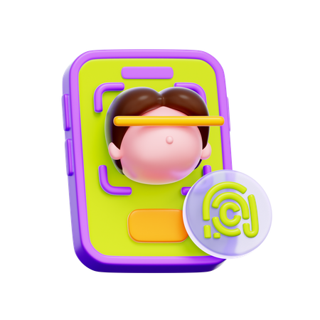 Pagamento por reconhecimento facial  3D Icon