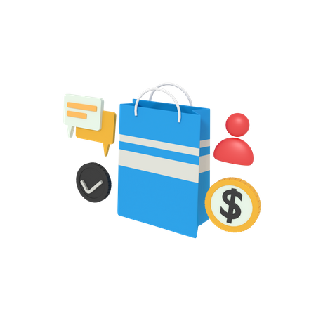 Pago de la bolsa de compras  3D Icon