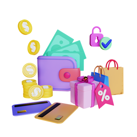 Pago de compras  3D Illustration