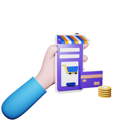 Pago de compras en línea  3D Illustration