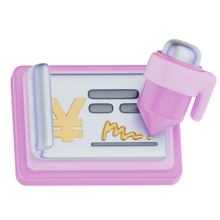 Pago con cheque en Japón  3D Icon