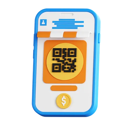 Pago con código QR  3D Icon