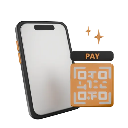 Pague con código QR con teléfono inteligente  3D Icon