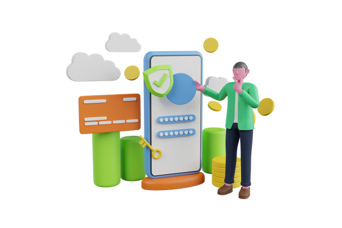 Pago móvil mediante tarjeta de crédito  3D Icon