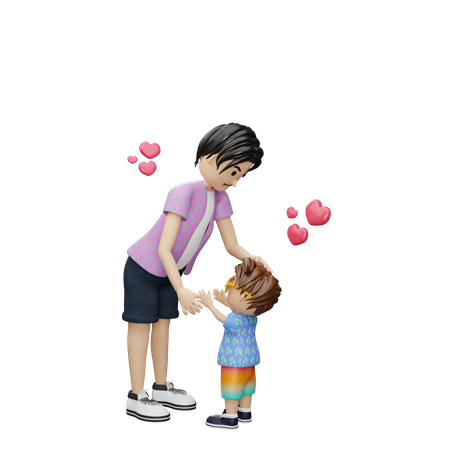 Pai amoroso filho  3D Illustration