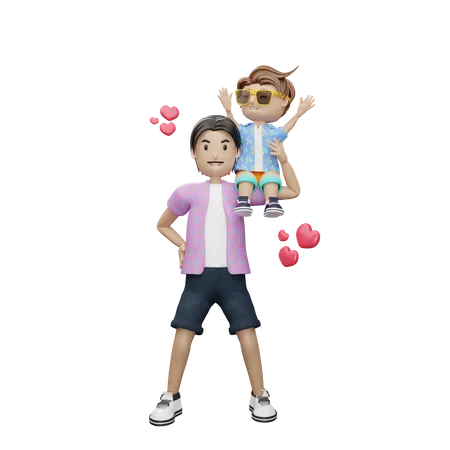 Renderizacao 3 D Ilustracao De Personagem Feliz Dia Dos Pais 3D Illustration
