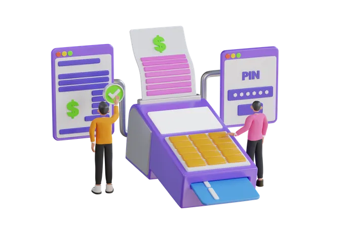 Paiement avec machine EDC  3D Illustration