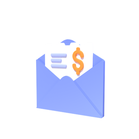 Paiement de facture par courrier  3D Icon