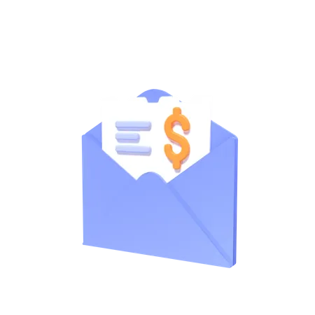 Paiement de facture par courrier  3D Icon