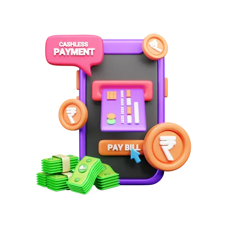 Paiement de facture en ligne  3D Icon