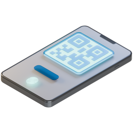Paiement mobile avec code QR  3D Icon