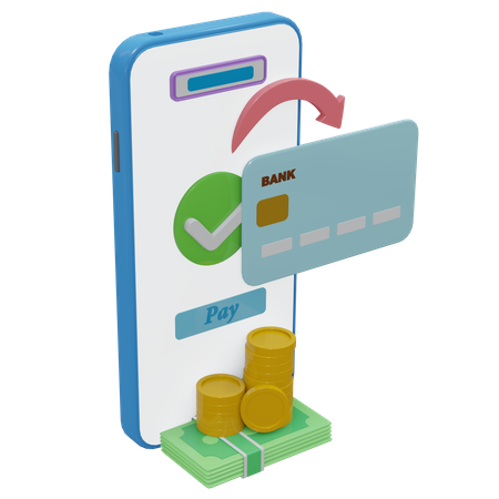 Paiement par carte en ligne  3D Illustration