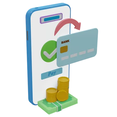 Paiement par carte en ligne  3D Illustration