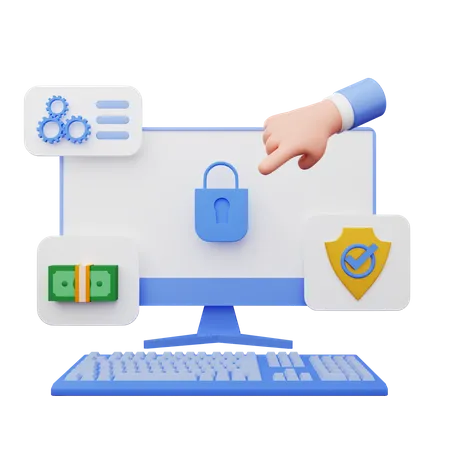 Paiement sécurisé en ligne  3D Illustration