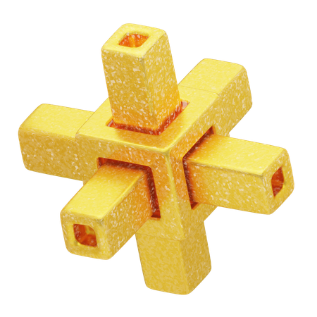 Croix entrelacée dorée abstraite à paillettes  3D Icon