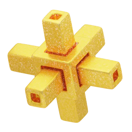 Croix entrelacée dorée abstraite à paillettes  3D Icon