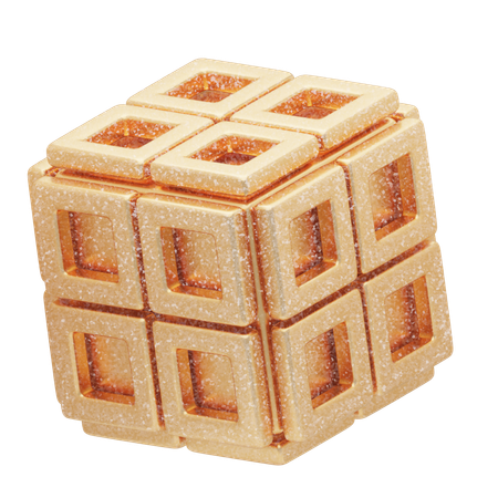 Cube géométrique abstrait doré pailleté  3D Icon